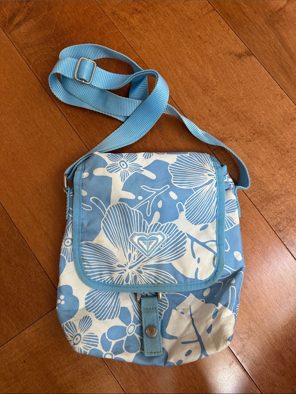 Roxy Blue and White Floral Crossbody Bag